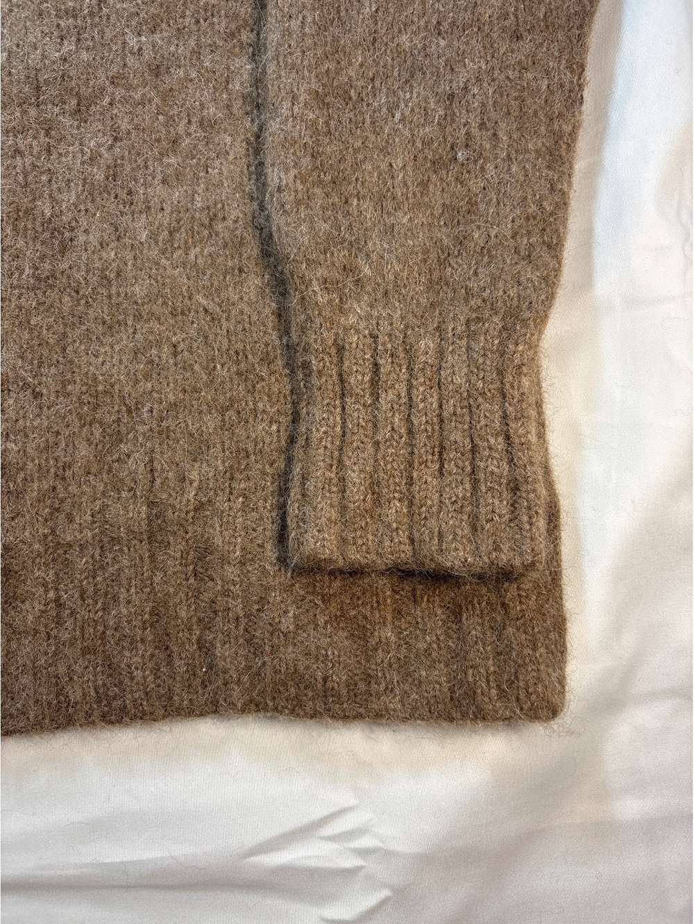 Jenni Kayne Baby Alpaca Crew Neck Sweater Brown /Taupe Wool Blend M - Picture 3 of 6